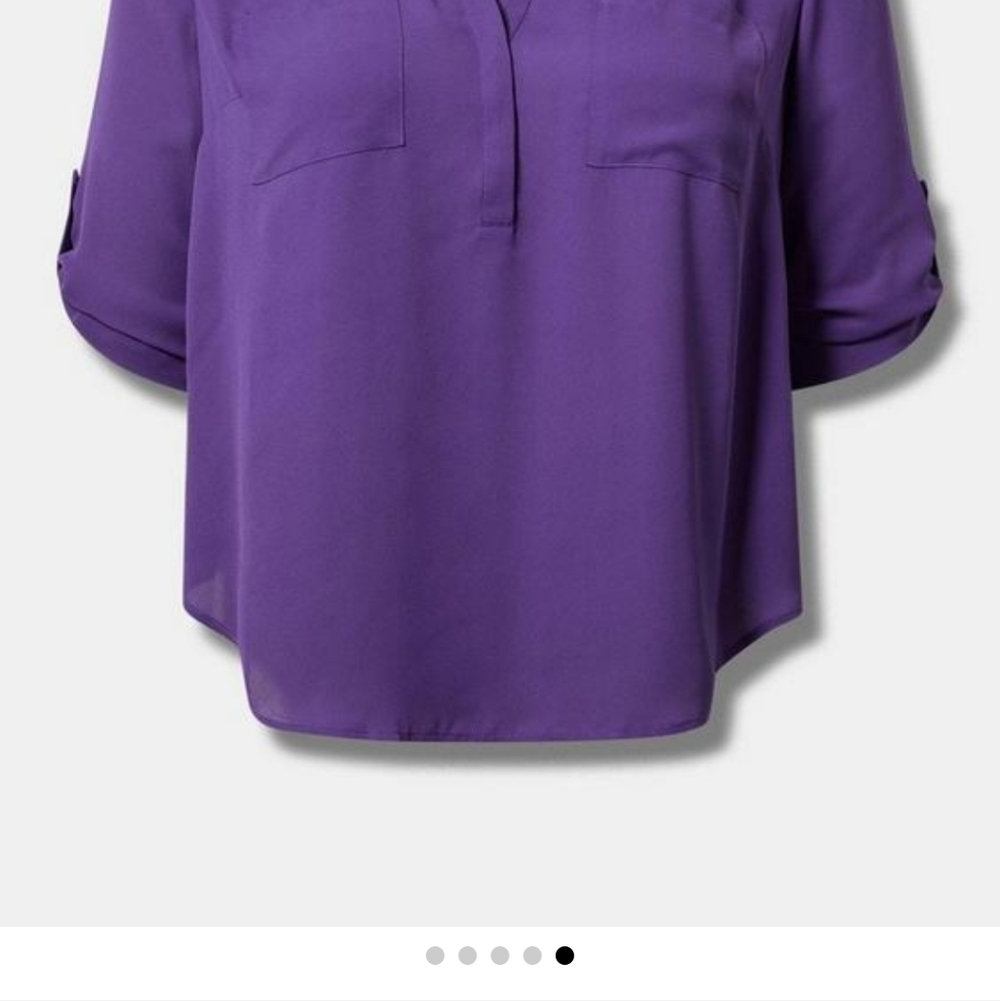 Torrid NWT Size 4 Harper Georgette 3/4 Sleeve Deep Purple Blouse - Picture 5 of 8